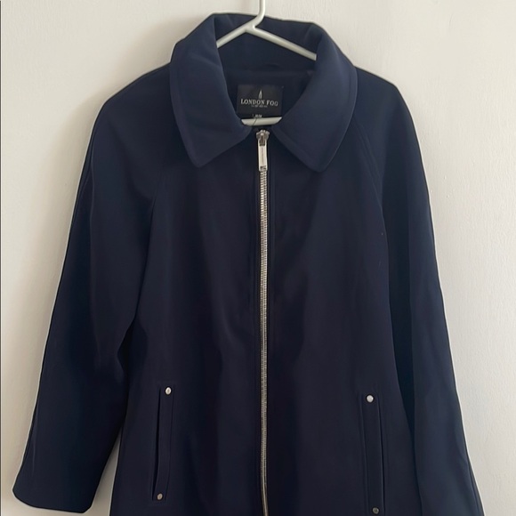 London Fog Blue Trench Coat with Structured Collar - Picture 1 of 7